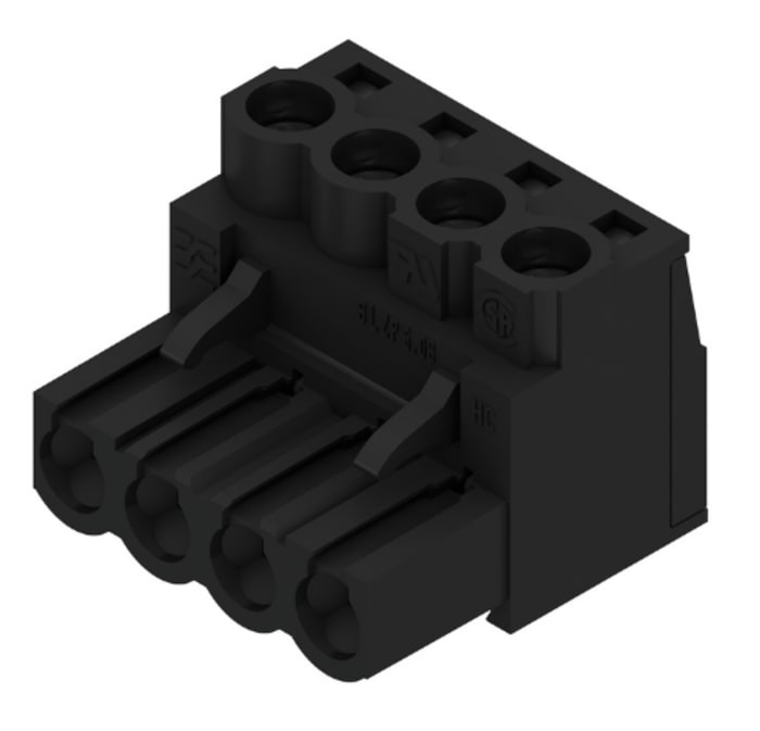 Weidmuller, 5.08mm Pitch, BL, 4 Way, Right Angle, Pluggable Terminal Block, Plug, Through Hole, Screw Termination,