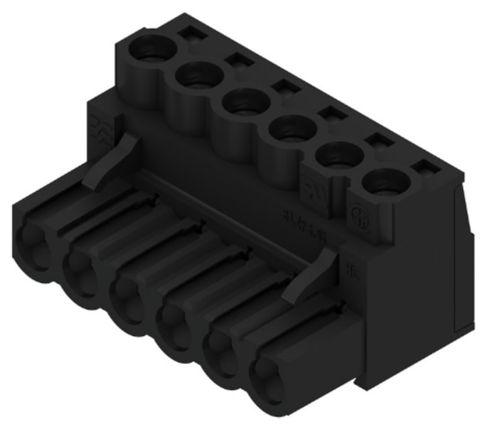 Weidmuller, 5.08mm Pitch, BL, 6 Way, Right Angle, Pluggable Terminal Block, Plug, Through Hole, Screw Termination,