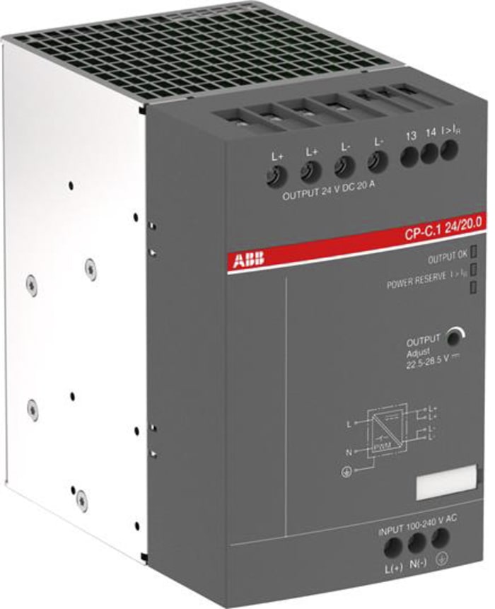 ABB CP-C.1 Switched Mode DIN Rail Power Supply, 100 → 240 V ac / 90 → 300V dc ac, dc Input, 24V dc dc
