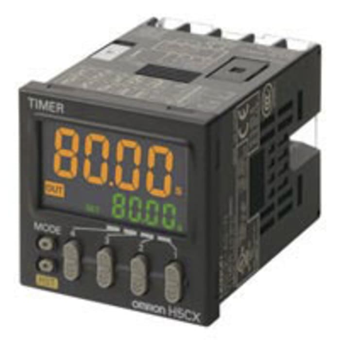 Omron H5CX Series DIN Rail Mount Timer Relay, 24 V ac, 12 → 24V dc, 2-Contact, 0.001 s → 9999h, SPDT
