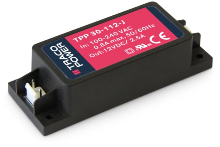 TRACOPOWER AC-DC Power Supply, TPP 30-112-J, 12V dc, 2.5A, 30W, 1 Output, 120 → 370 V dc, 85 → 264 V ac
