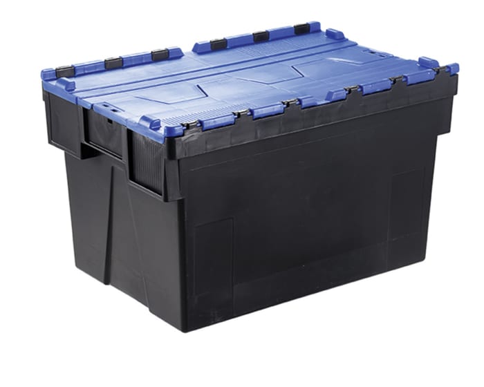 Caja de almacenamiento con tapa combinada RS PRO de PP Azul, de 77L, 600mm x 400mm x 400mm