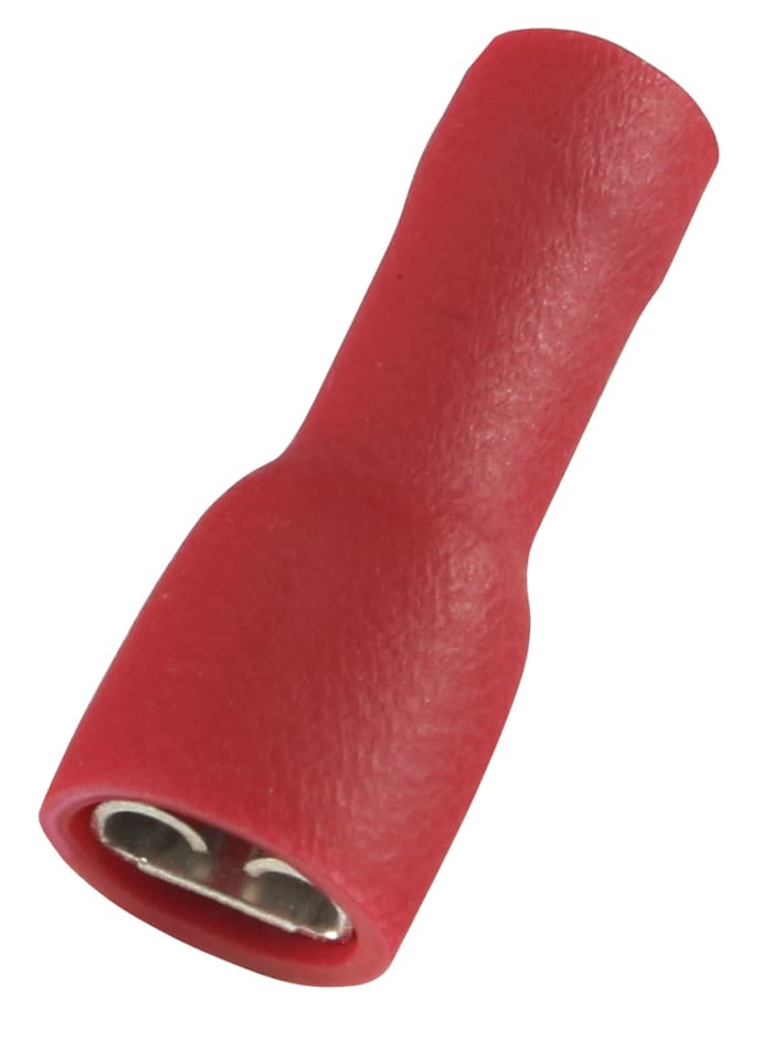 RS PRO Red Insulated Female Spade Connector, Double Crimp, 0.5 x 4.75mm Tab Size, 0.5mm² to 1.5mm²