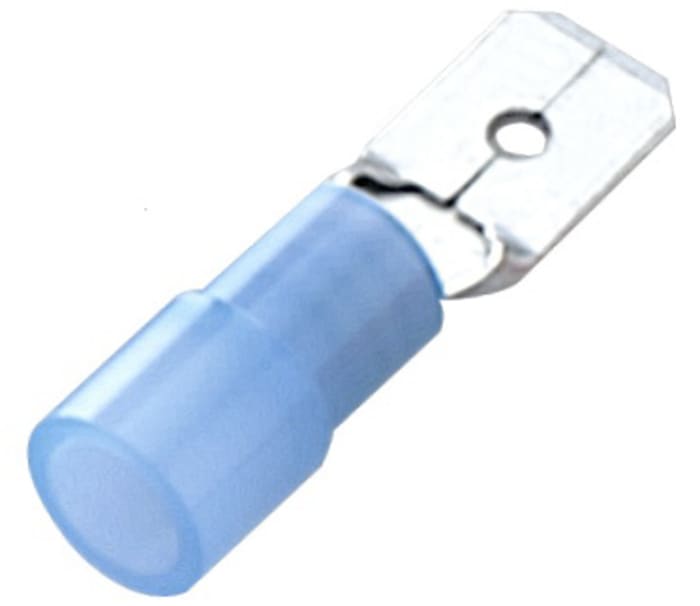 RS PRO RS PRO Blue Insulated Male Spade Connector, Tab, 0.8 x 6.35mm