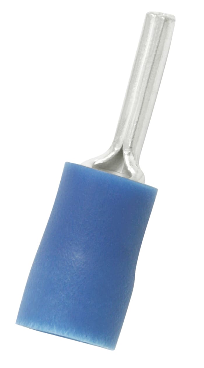 RS PRO Insulated Crimp Pin Connector, 1.5mm² to 2.5mm², 16AWG to 14AWG, 1.9mm Pin Diameter, 10mm Pin Length, Blue