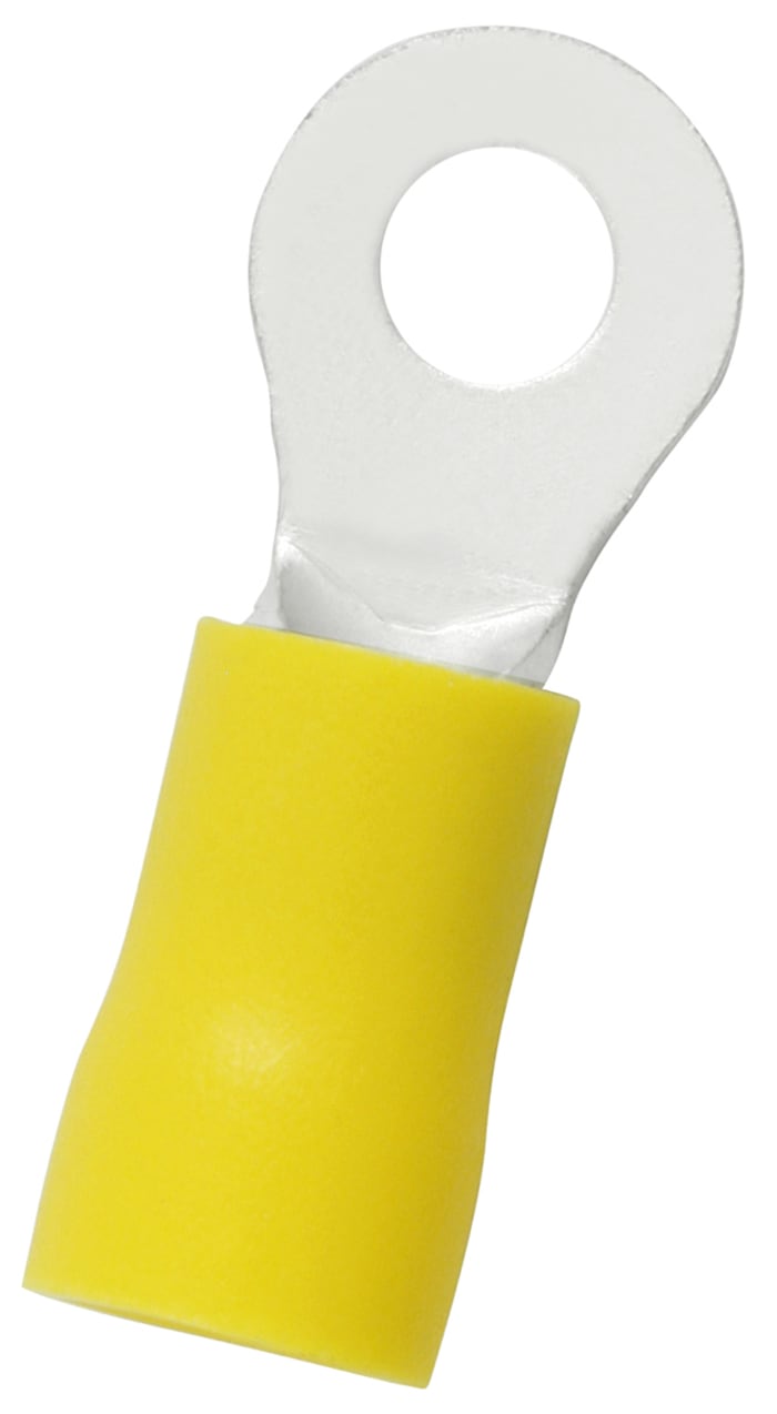 RS PRO, E245391 Insulated Ring Terminal, 4.3 mm Stud Size 12 AWG 10 AWG Wire Size, Yellow