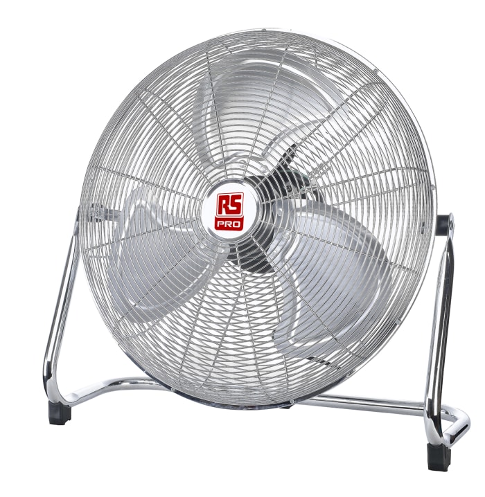 RS PRO Floor Fan 70,80,100m³/min 450mm blade diameter 3 speed 230 V with plug: Type C - European Plug