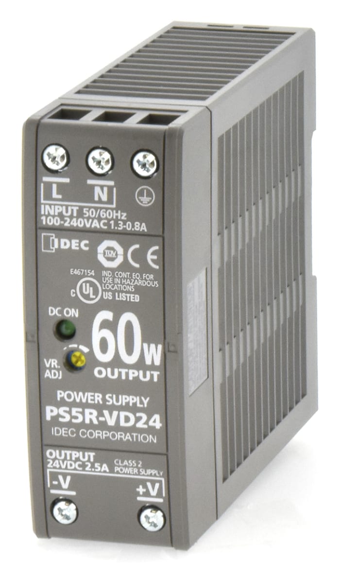 PS5RVD24 Idec Idec PS5R Switched Mode DIN Rail Power Supply, 85 →