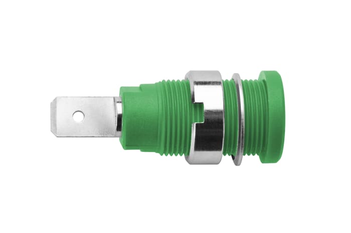 Schutzinger Green Female Banana Socket, 4 mm Connector, 24A, 1000V, Nickel Plating