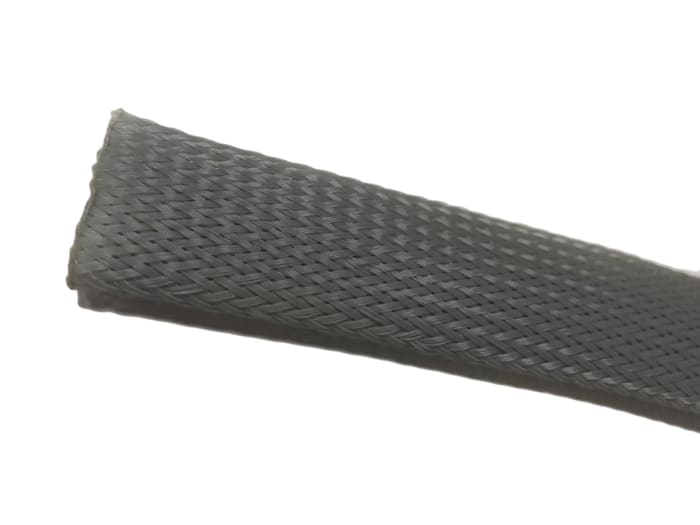 Gaine Tressée RS PRO en PET, Diam. 10mm, Long. 15m, Gris
