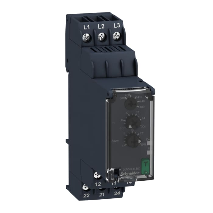 Schneider Electric Phase Monitoring Relay, 3 Phase, DPDT, <100V ac, DIN Rail