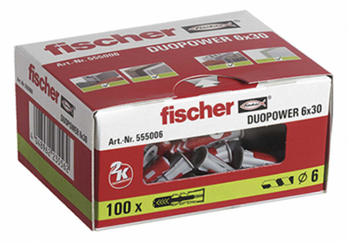 535453 Fischer Fixings | Fischer Fixings Nylon Screw Anchor 30 mm 6 mm ...