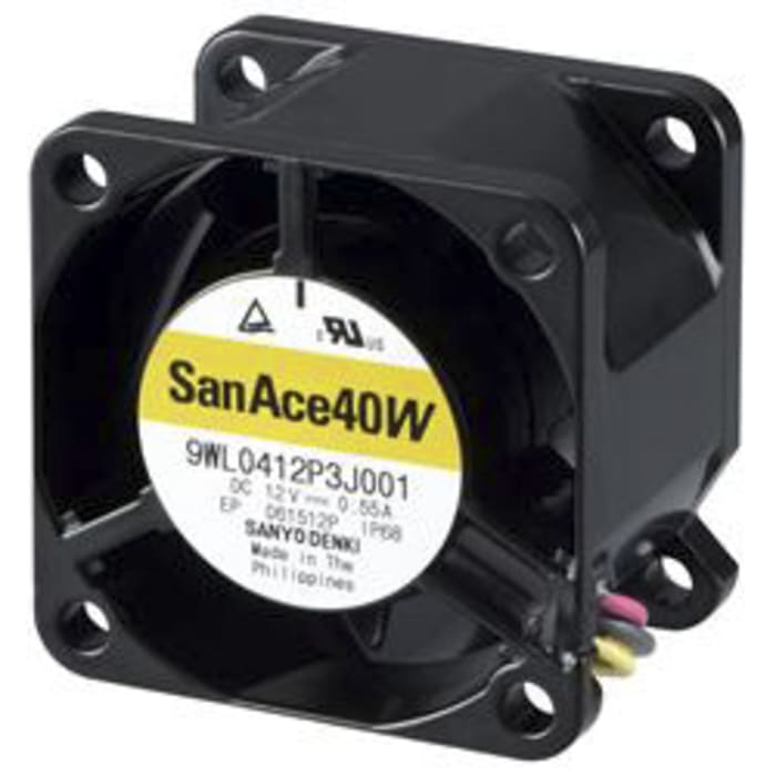 Axiální ventilátor, řada: San Ace 9WL DC, 40 x 40 x 28mm, průtok vzduchu: 33.5m³/h 4.8W 12 V DC Čtvercový