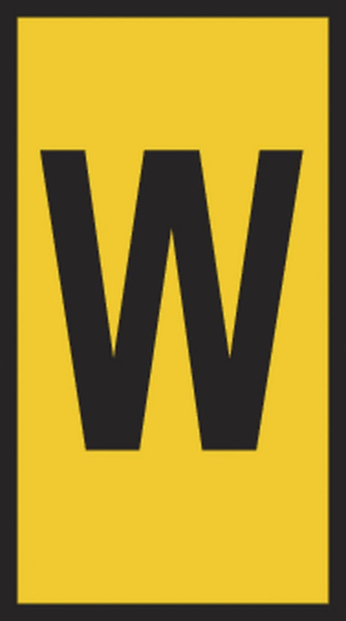 HellermannTyton HODS85 Slide On Cable Markers, Yellow, Pre-printed "W", 1.8 → 3.6mm Cable, 531-07957 HODS85