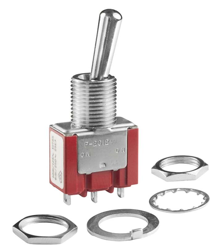 NKK Switches Toggle Switch, Panel Mount, Latching, SPDT, Solder Terminal, 250V ac