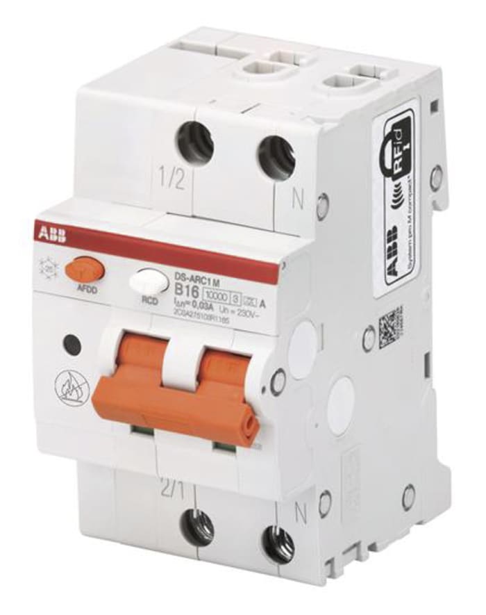 DS-ARC1 M B10 A30 ABB | ABB RCBO, 10A Current Rating, 1P+N Poles, 30mA ...