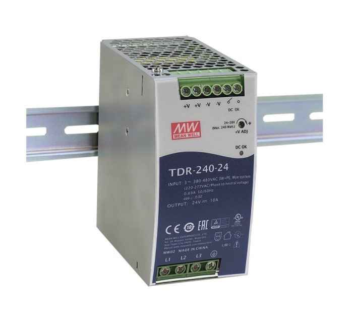 Alimentation pour rail DIN MEAN WELL, série TDR, 48V c.c.out 5A, 240W