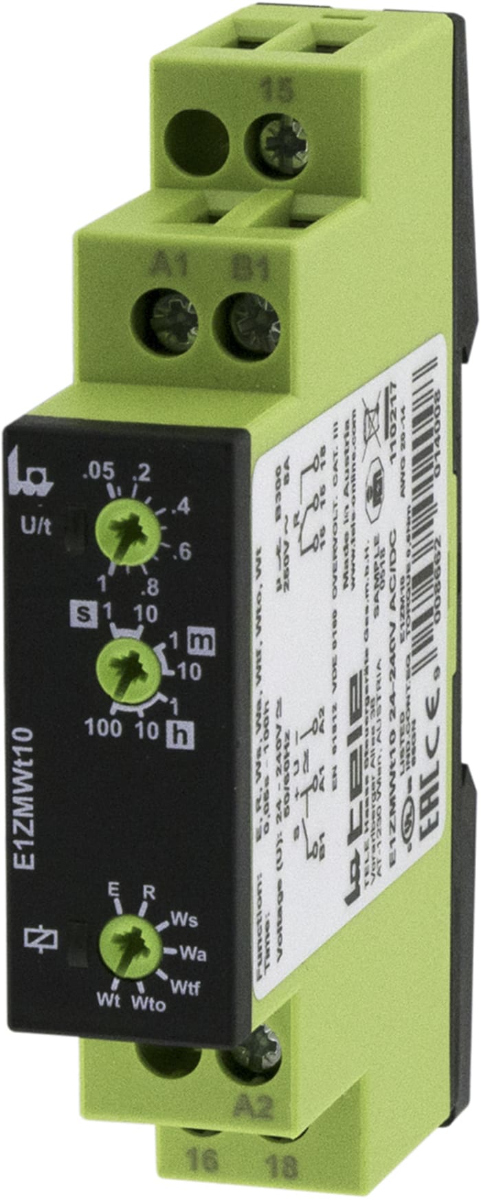 Tele ENYA Series DIN Rail Mount Time Delay Relay, 24 → 240V ac/dc, 1-Contact, 500 ms → 100h, SPST
