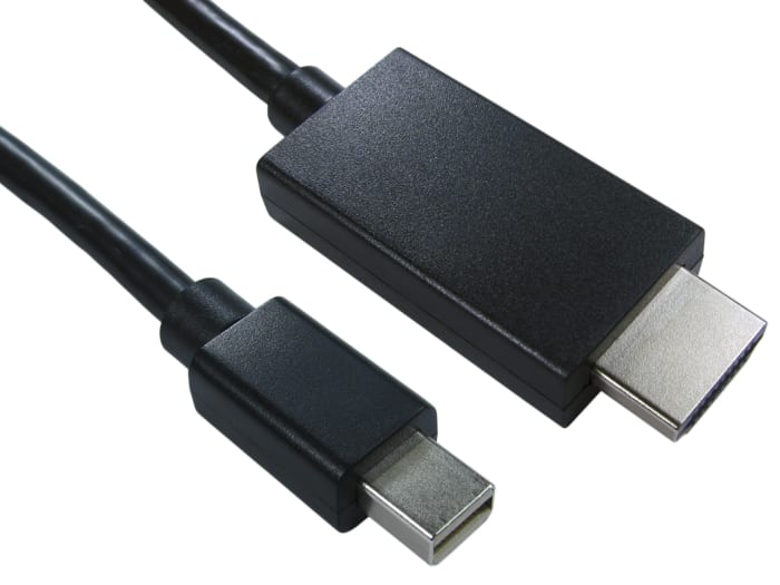 Cable DisplayPort negro RS PRO, con. A: Mini Display Port macho, con. B: HDMI macho, long. 1m