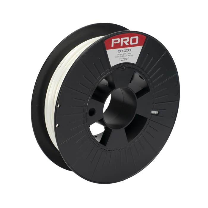 Filamento para impresora 3D Modelado por deposición fundida (FDM), PLA satinado, 2.85 mm, Blanco, 500 g RS PRO