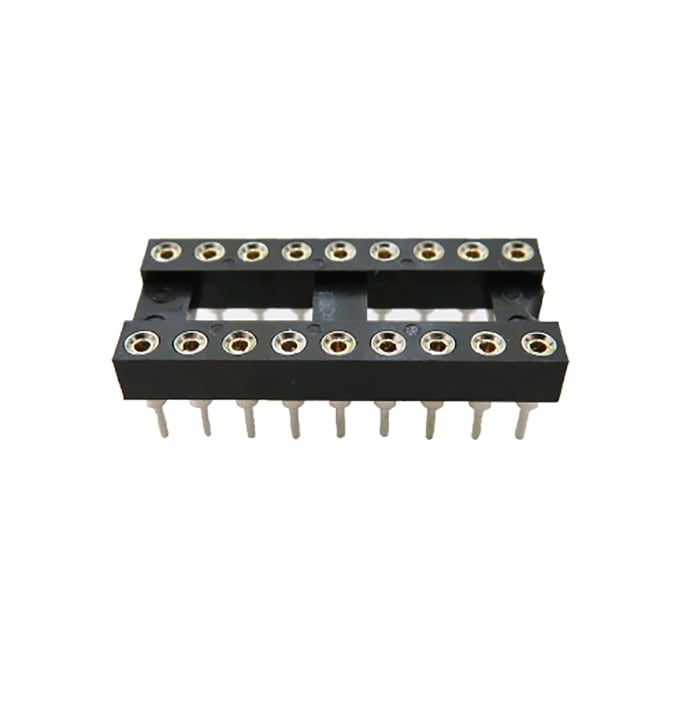 RS PRO 2.54mm Pitch 18 Way, Through Hole Turned Pin IC Dip Socket, 3A