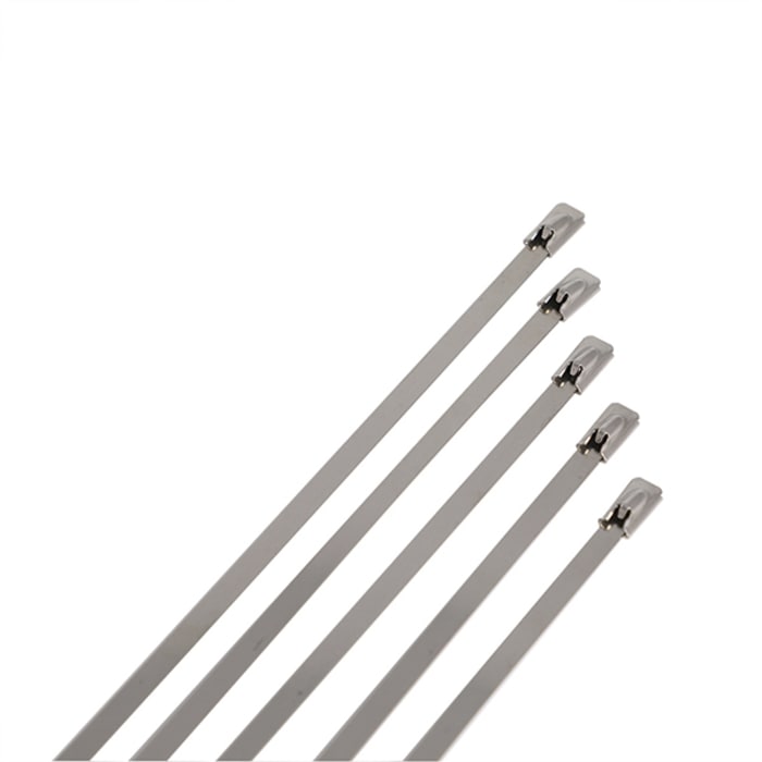 RS PRO Cable Tie, Ball Lock, 840mm x 12 mm 316 Stainless Steel, Pk-100