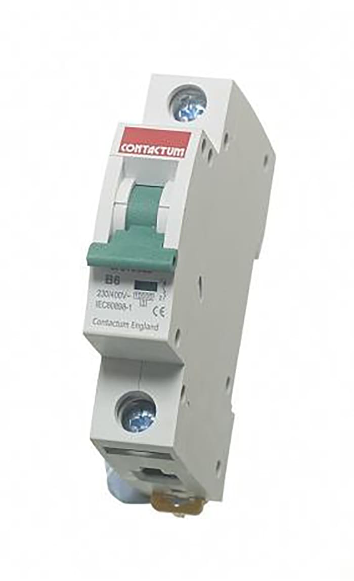 Contactum MCB, 1P, 10A Curve C, 250V AC, 10 kA Breaking Capacity