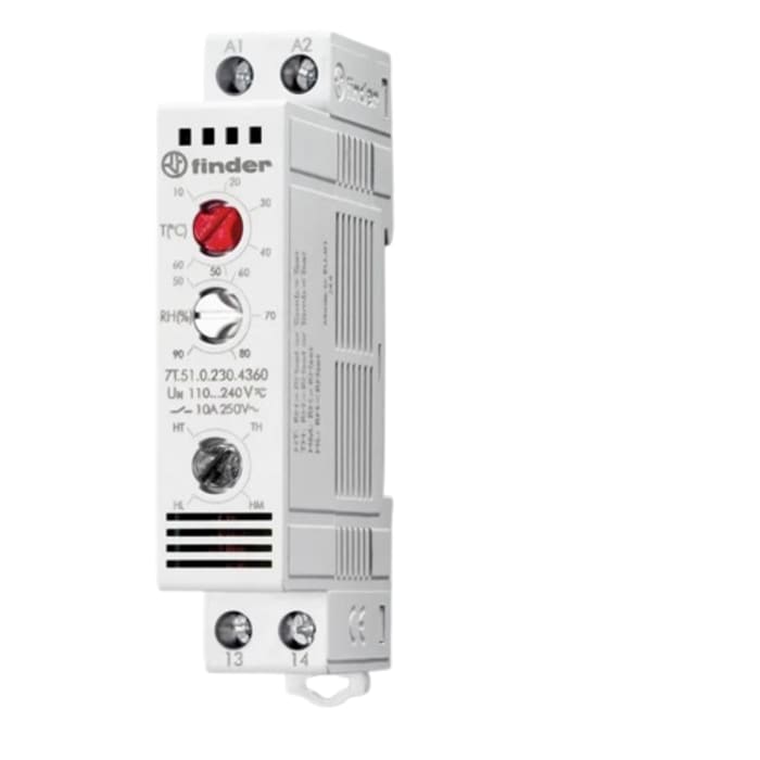 Termostato para cajas Finder serie 7T, +10 → +60 °C., alim. 110 → 240 V ac/dc, NO
