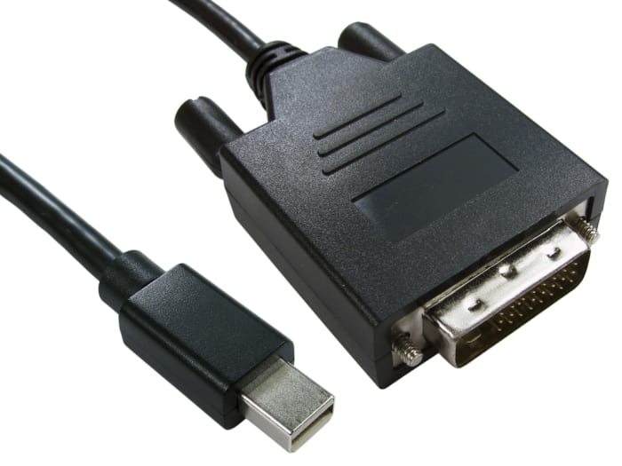 Cable DisplayPort negro RS PRO, con. A: Mini Display Port macho, con. B: DVI-D Dual Link macho, long. 2m