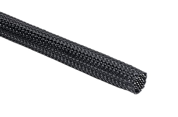 HellermannTyton Expandable Braided PET Black Cable Sleeve, 8mm Diameter, 100m Length, Helagaine HEGP Series