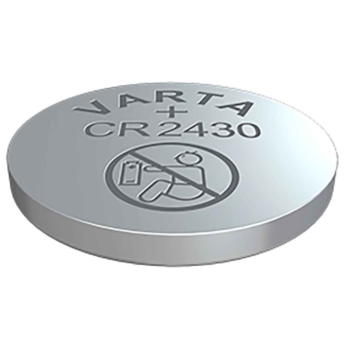Varta CR2430 Button Battery, 3V, 24.5mm Diameter