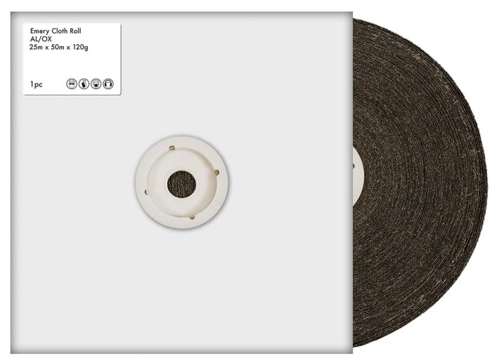 RS PRO P120 Grit Sandpaper Roll, 50m x 25mm