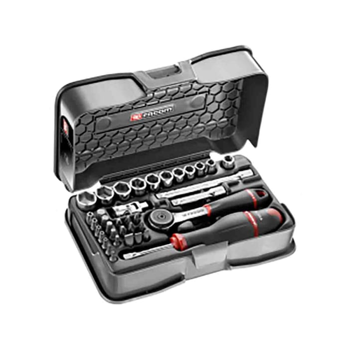 Facom 37-Piece Metric 1/4 in Standard Socket/Bit Set with Ratchet, 6 point
