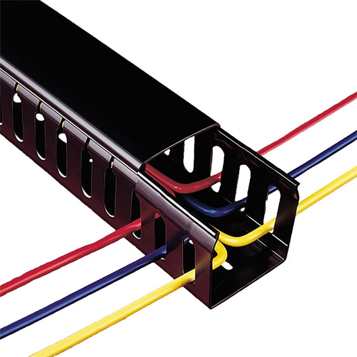 Canalización de Ranura Cerrada para Cable ranurada Betaduct de PVC Negro, 50 mm x 75mm