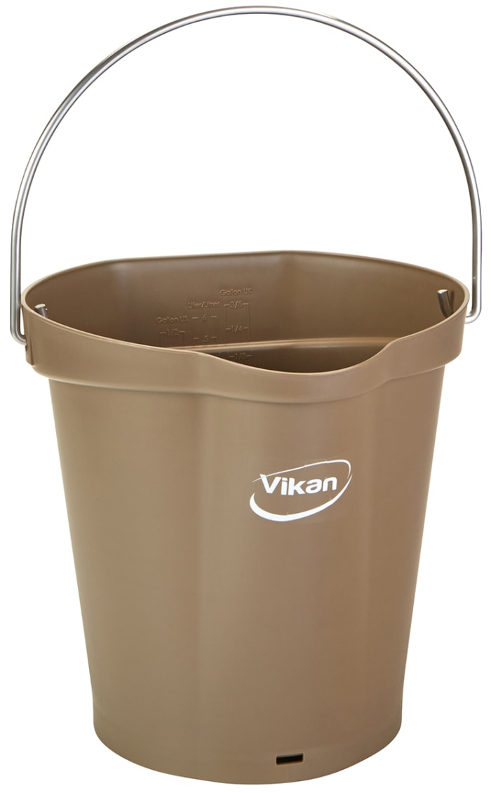 568866 Vikan | Vikan 6L Plastic Brown Bucket with Handle | 188-9758 | RS