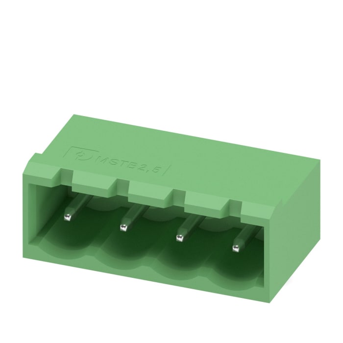 Phoenix Contact, 5.08mm Pitch, MSTBA 2.5/ 4-G-5.08, 4 Way, Right Angle, Pluggable Terminal Block, Header, Wave