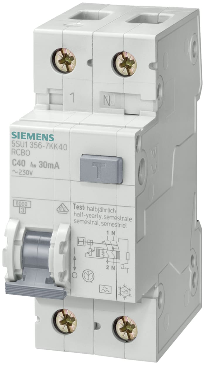 Siemens 2P 16 A Instantaneous RCD, Trip Sensitivity 30mA