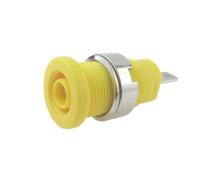 RS PRO Yellow Female Banana Socket, 4 mm Connector, 24A, 1000V, Nickel, Tin Plating