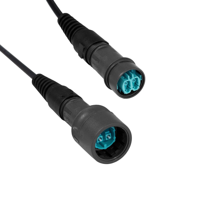 Bulgin Duplex Multi Mode OM3 Fibre Optic Cable, 50/125μm, Aqua, 10m