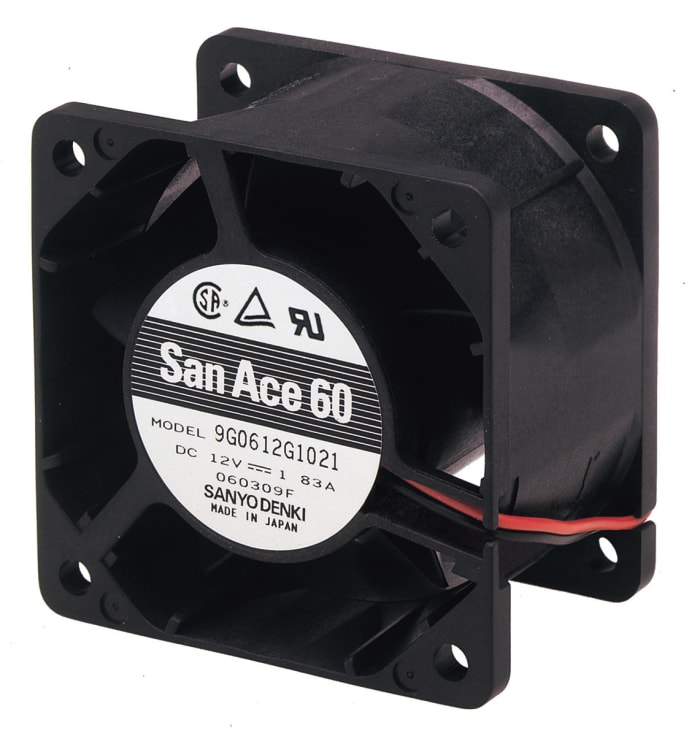 Ventilateur axial 9G Sanyo Denki 48 V c.c., 110.4m³/h, 60 x 60 x 38mm, 16.8W