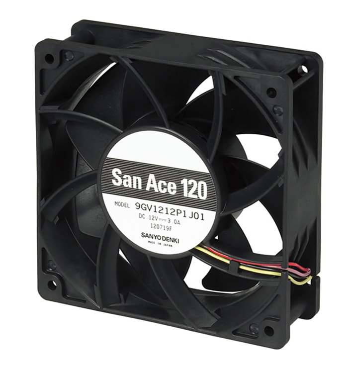 Sanyo Denki 9GV Series Axial Fan, 24 V dc, DC Operation, 380.6m³/h, 36W, 1.5A Max, 120 x 120 x 38mm