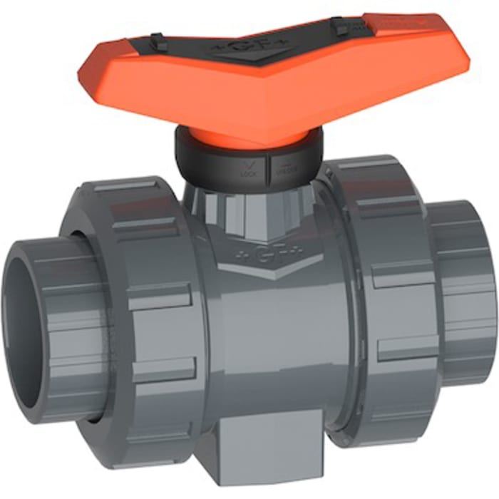 Georg Fischer PVC-U 2 Way, Ball Valve, Solvent Cement Socket, 3/4in, 16bar Operating Pressure
