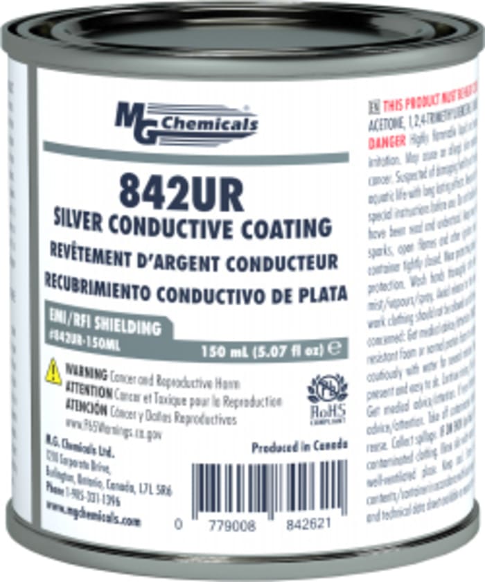 Peinture conductrice MG Chemical 842UR, Polymère à base d'argent, Argent,  Bocal 12 ml