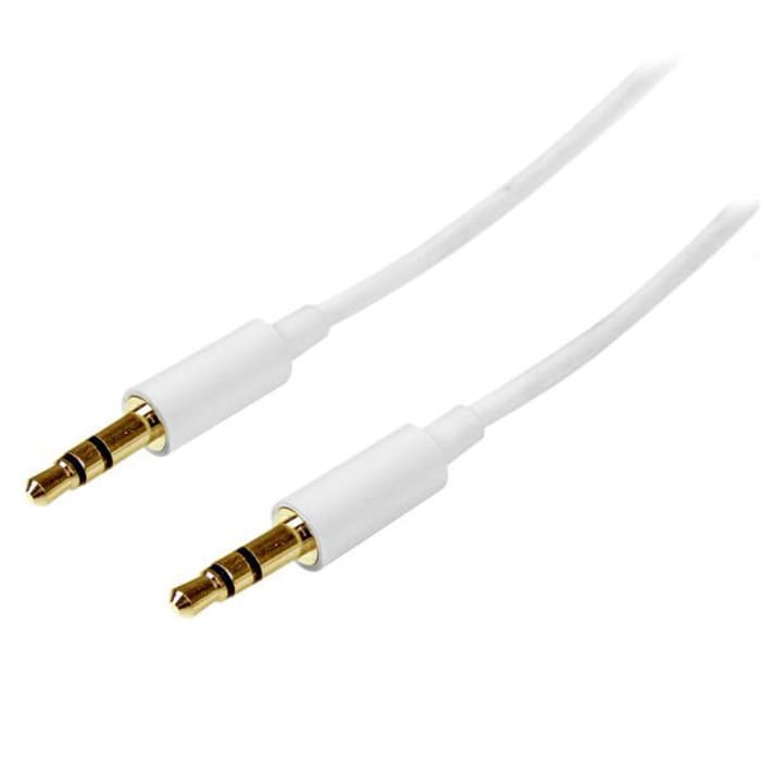 StarTech.com Male 3.5mm Stereo Jack to Male 3.5mm Stereo Jack Aux Cable, White, 1m MU1MMMSWH