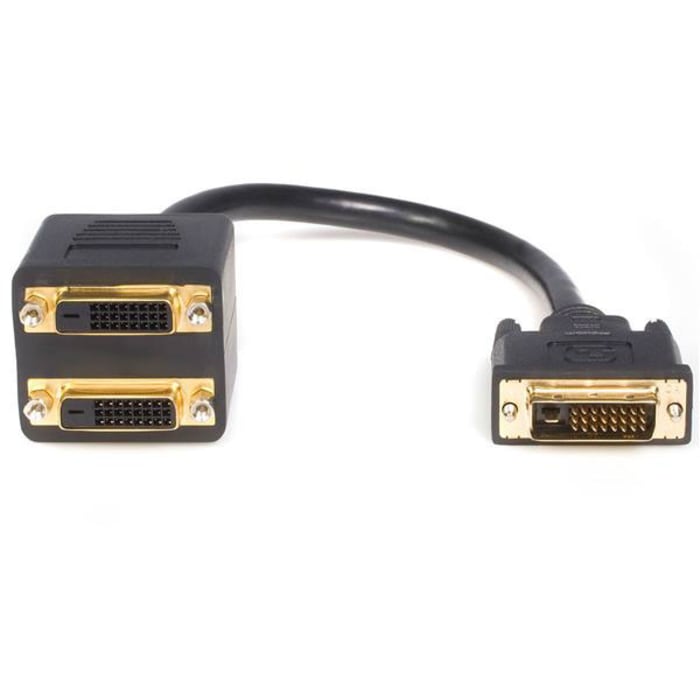 StarTech.com, Male DVI-D Dual Link to Female DVI-D Dual Link x 2 Cable, 300mmBlack sheath