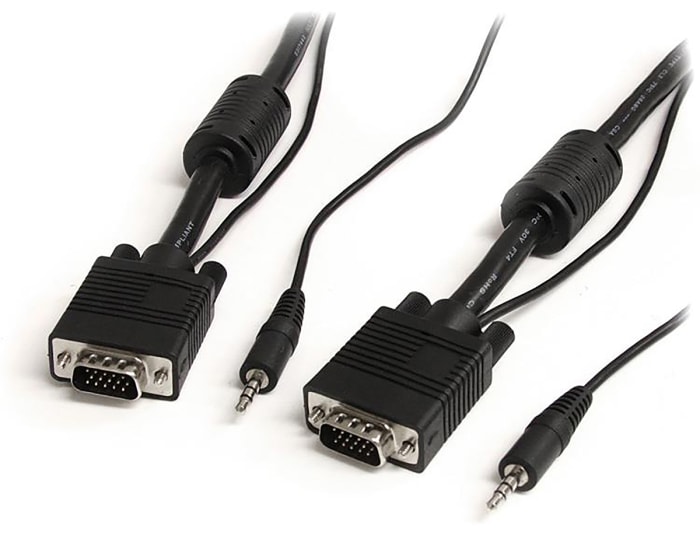 Cable VGA StarTech.com de color Negro, con. A: Conector jack estéreo de 3,5 mm VGA macho, con. B: Conector jack estéreo