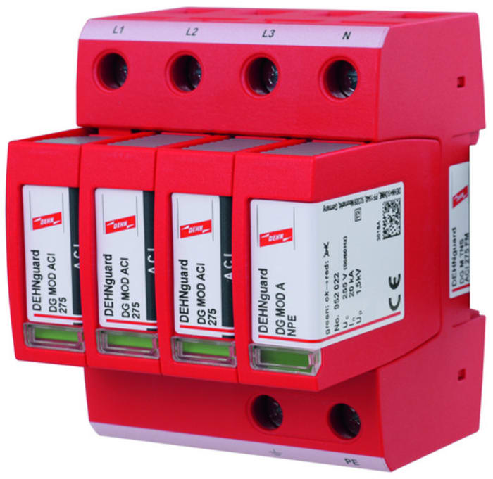 DG M TNC 275 FM | Dehn DG Überspannungsschutz Modul Arrester Typ 2 40 kA 275V, DIN-Hutschiene, -40 °C→80 °C | RS