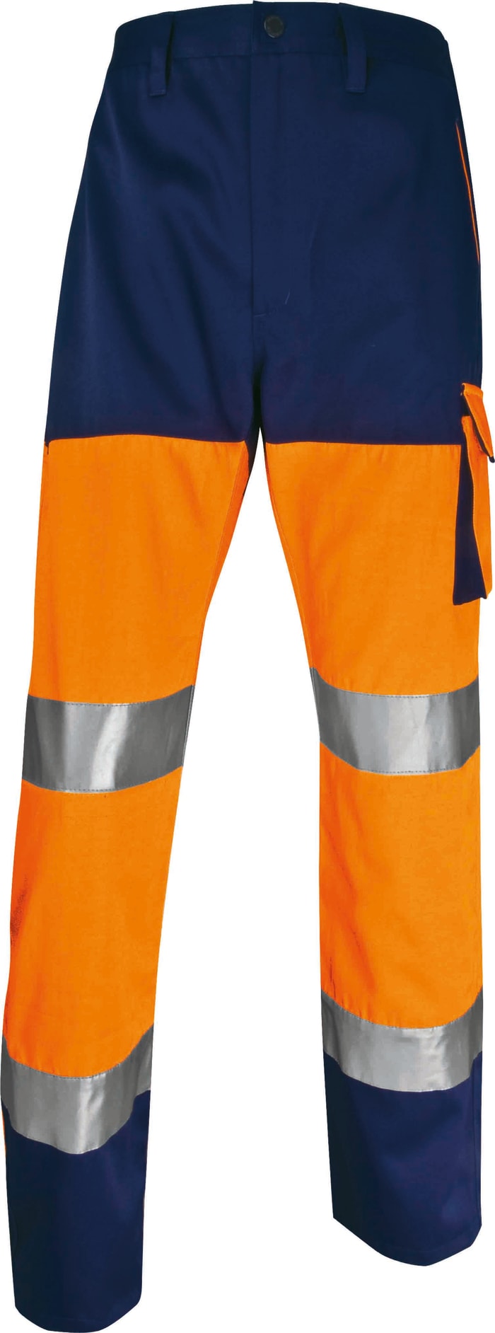 Delta Plus Panostyle Fluorescent Orange-Navy Blue High Visibility Hi Vis Work Trousers M Leg Length 81cm