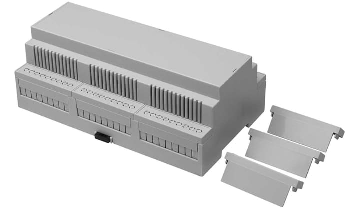 RS PRO Open Top, Vented Sides Enclosure Type, 159.2 x 90 x 58mm, Polycarbonate DIN Rail Enclosure Kit