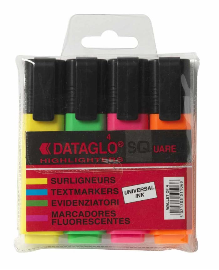 Dataglo SQ Yellow Highlighter Pen - RS Stock No.: 195-1916 Manufacturer